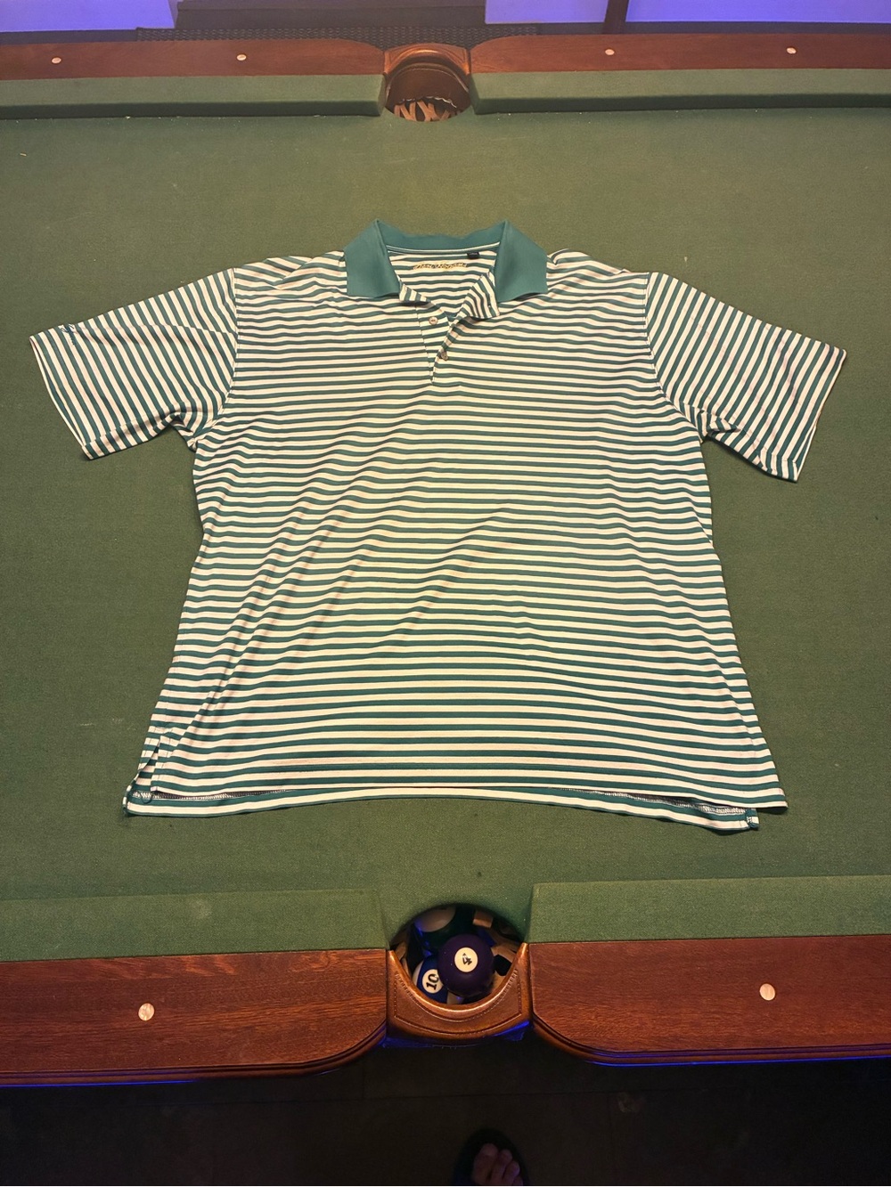 Ben Hogan Golf Polo Shirt Mens Large Green Striped Short Sleeve Cotton L